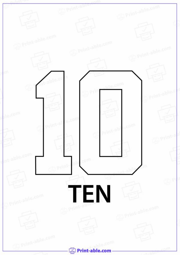 Number Ten Printable 2610