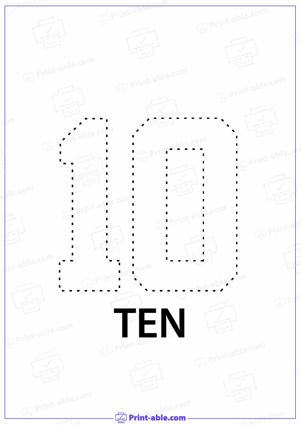 Number Ten Printable Free Download