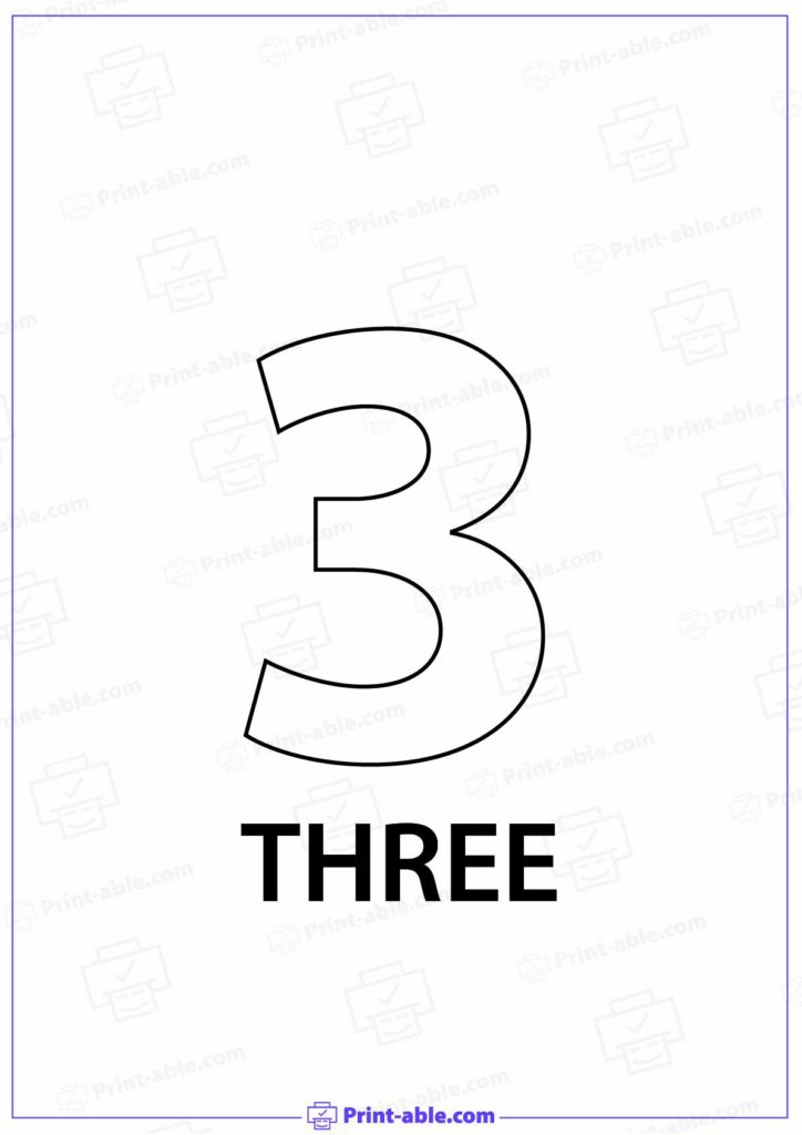 Number Three Printable Free Download