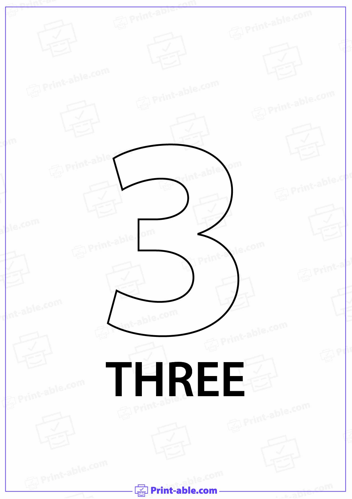 Number Three Printable Free Download