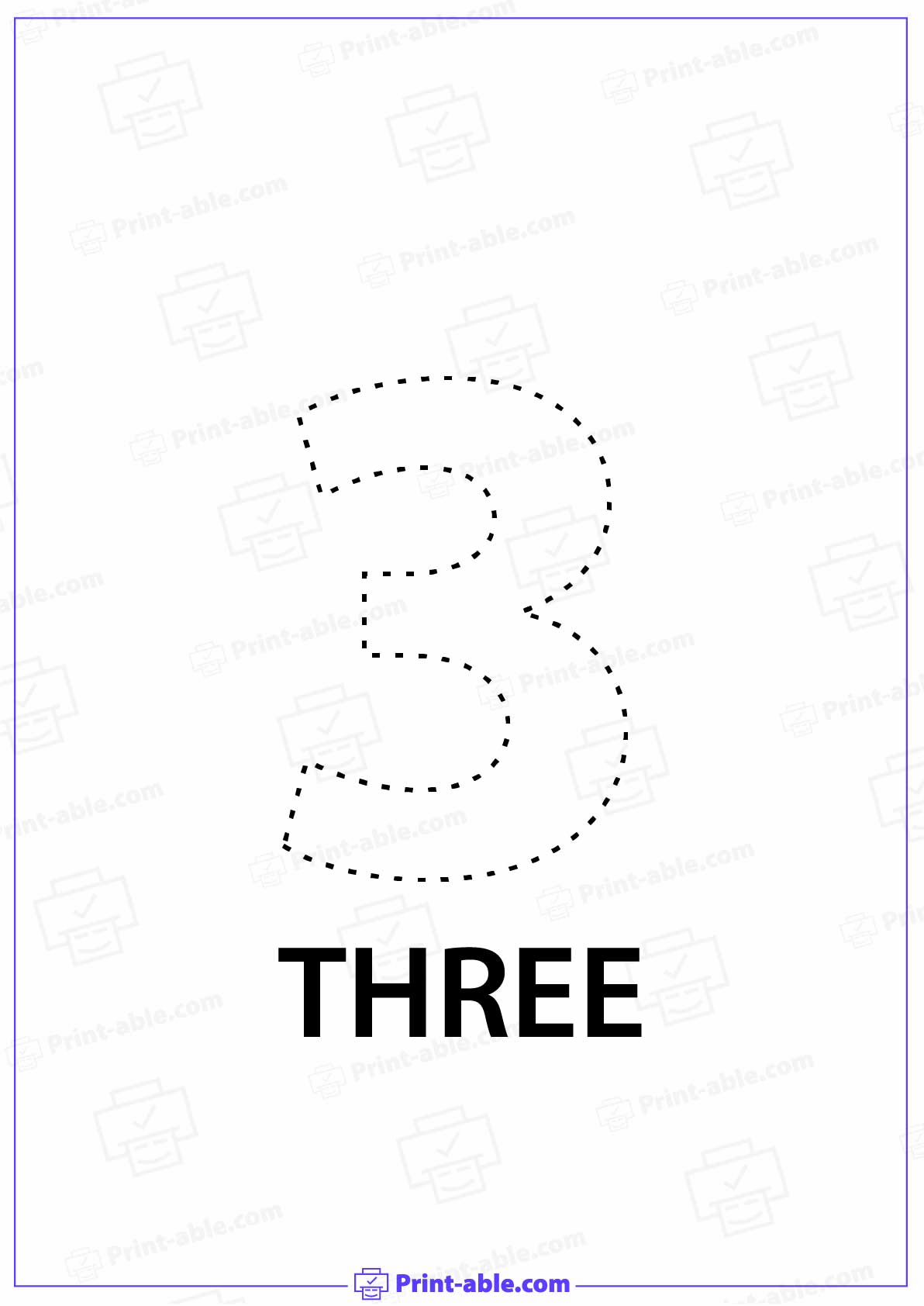 Number Three Printable Free Download