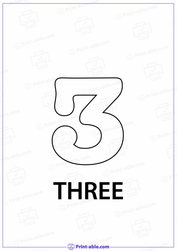 Number Three Printable Free Download