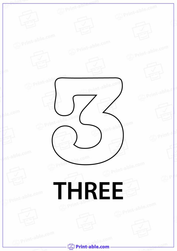 Number Three Printable Free Download