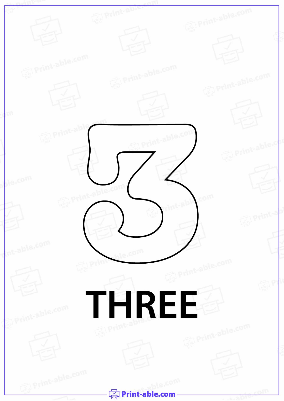 Number Three Printable Free Download