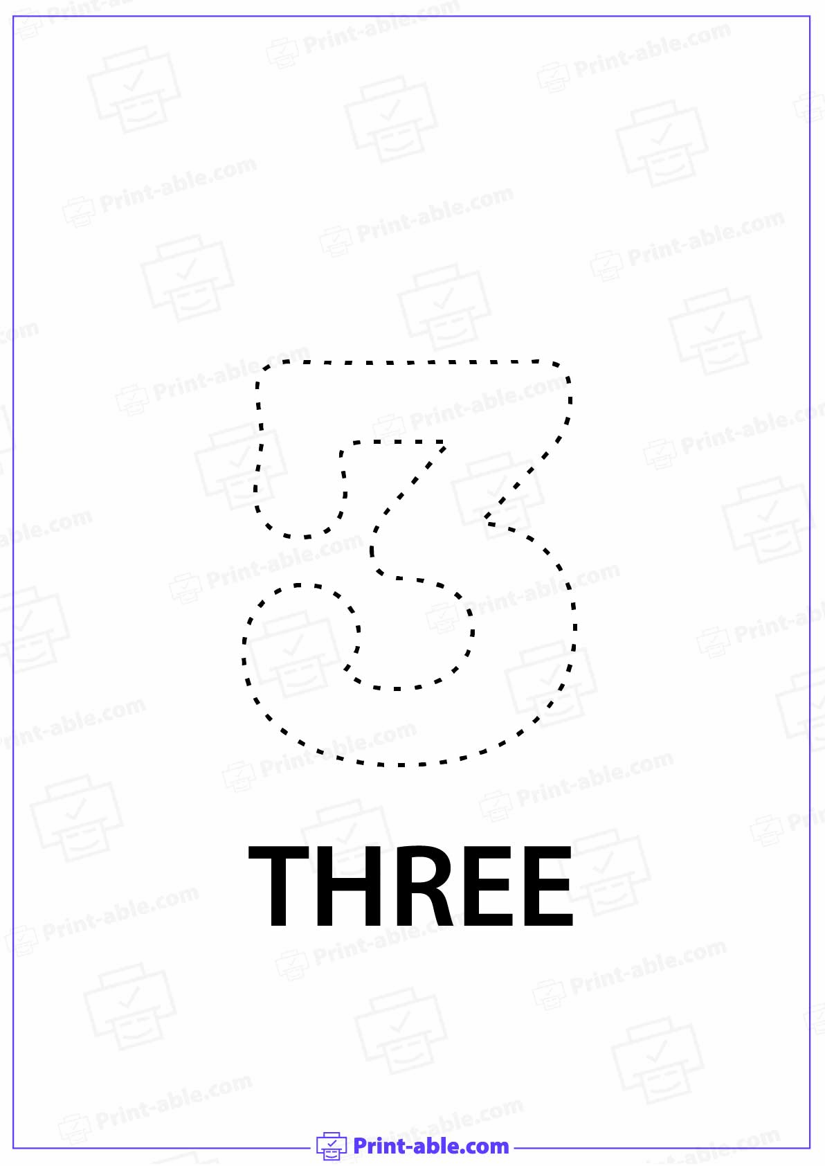 Number Three Printable Free Download