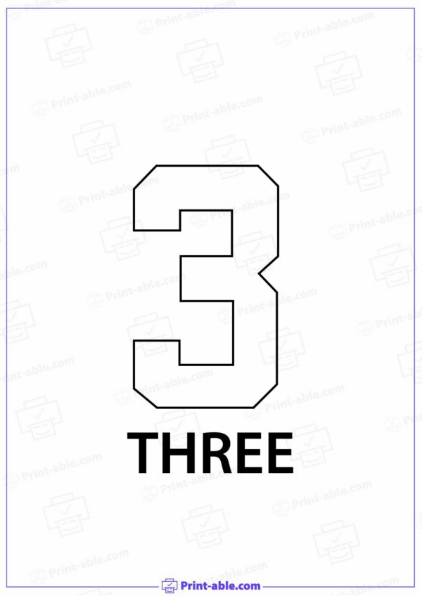 Number Three Printable Free Download