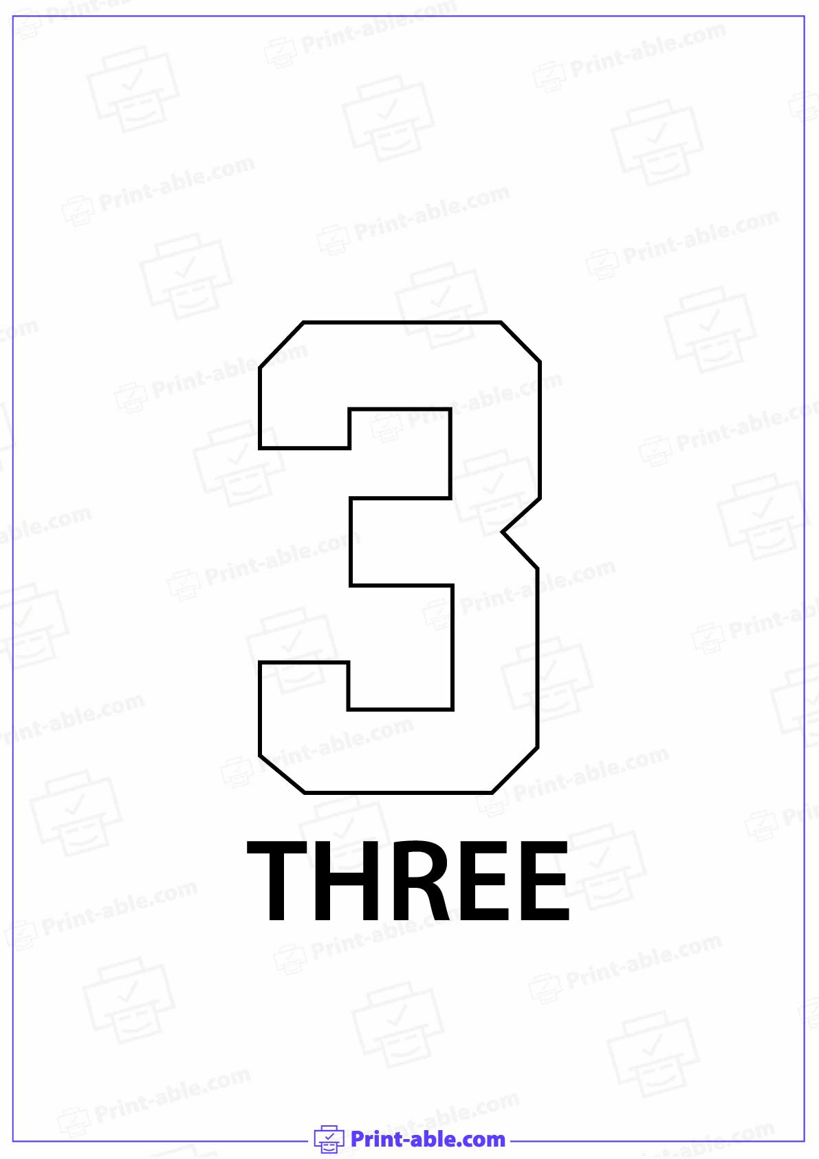 Number Three Printable Free Download