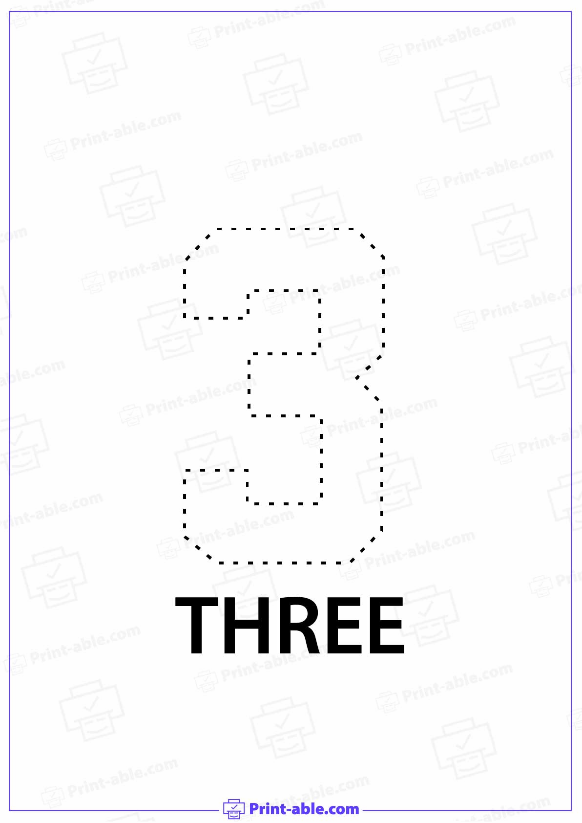 Number Three Printable Free Download