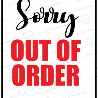 Out Of Order Sign Printable