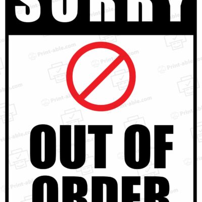 Out Of Order Sign Printable