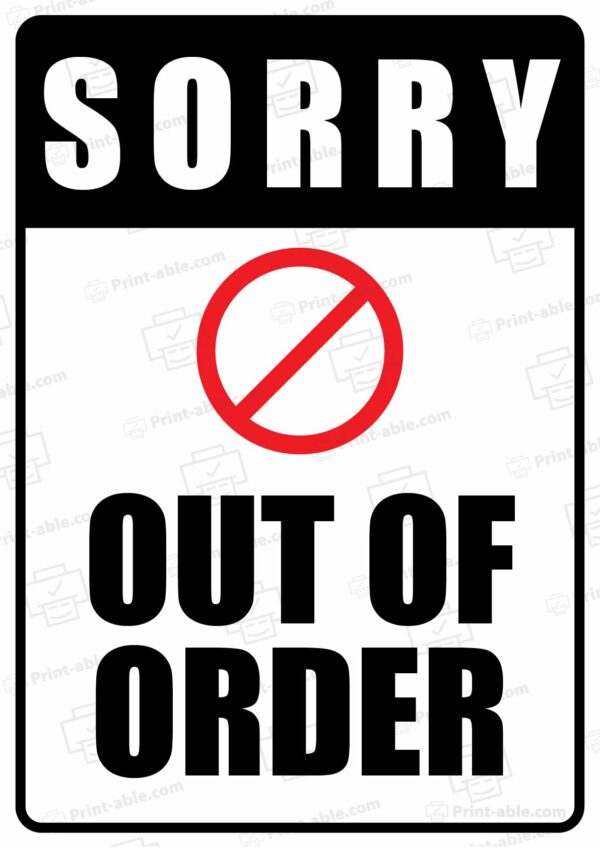 Out Of Order Sign Printable