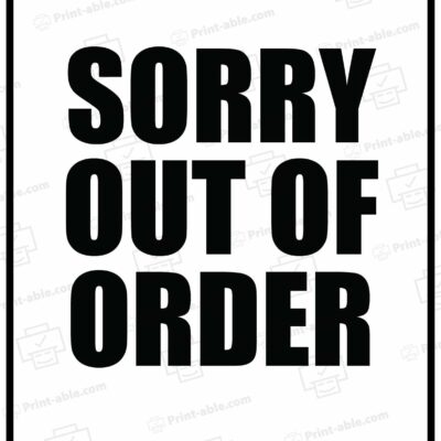 Out Of Order Sign Printable