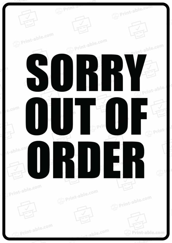 Out Of Order Sign Printable