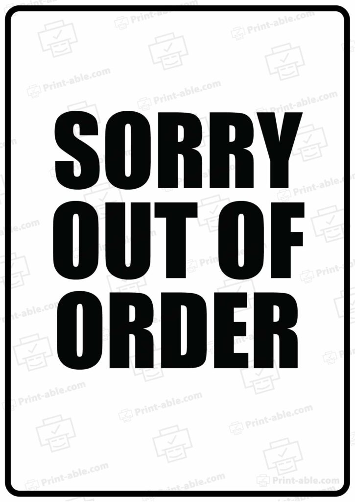 Out Of Order Sign Printable