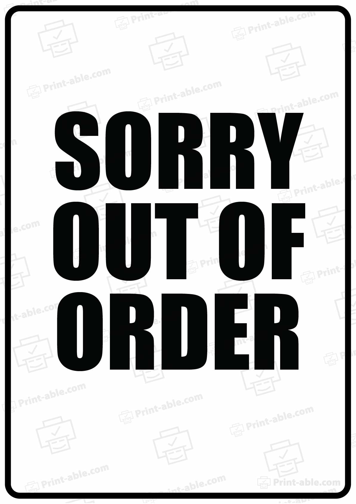 Out Of Order Sign Printable