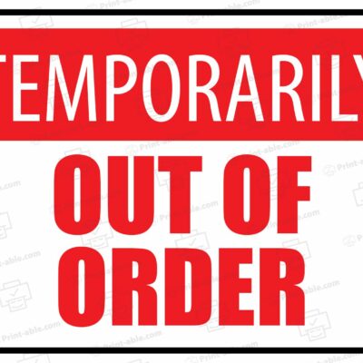 Out Of Order Sign Printable