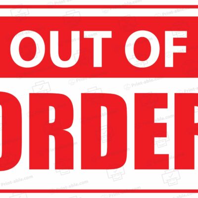 Out Of Order Sign Printable