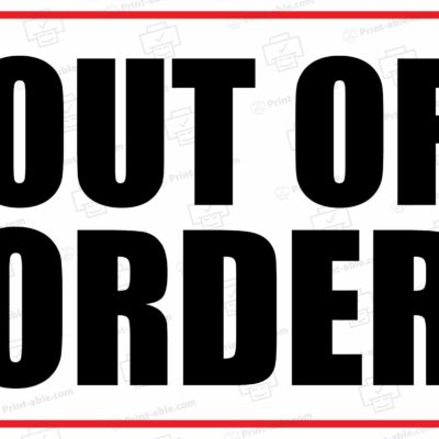Out Of Order Sign Printable