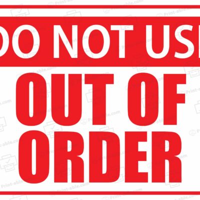 Out Of Order Sign Printable