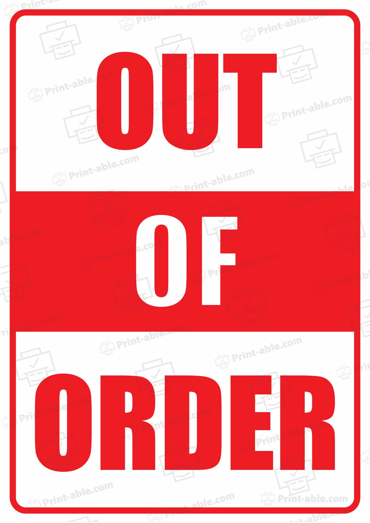 Out Of Order Sign Printable