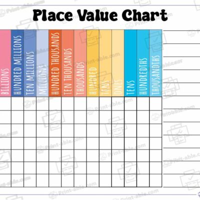 Place Value Chart Printable