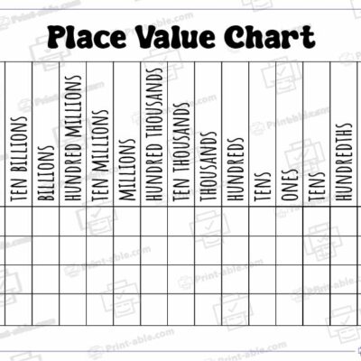 Place Value Chart Printable