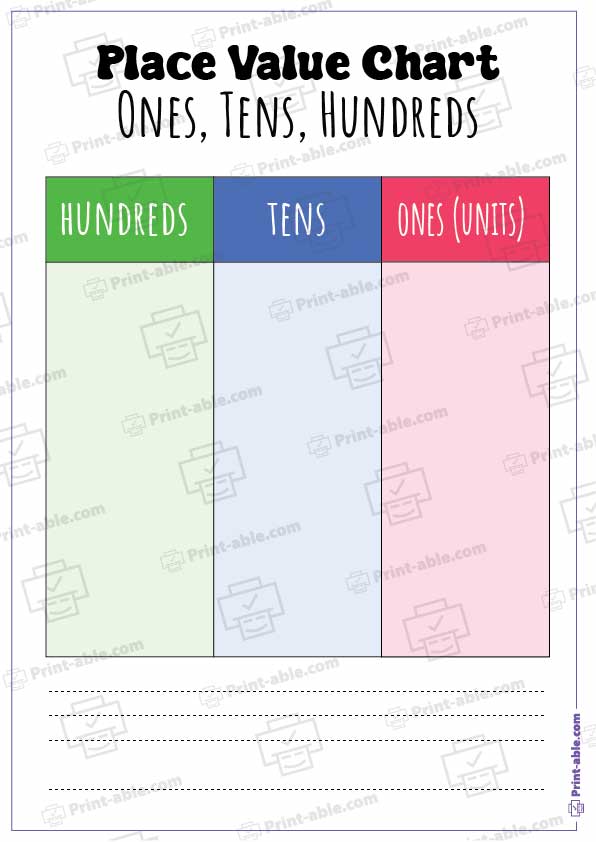 Place Value Chart Printable