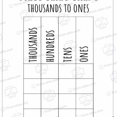 Place Value Chart Printable
