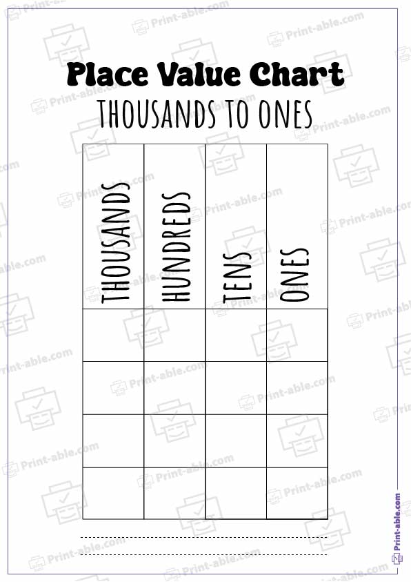 Place Value Chart Printable