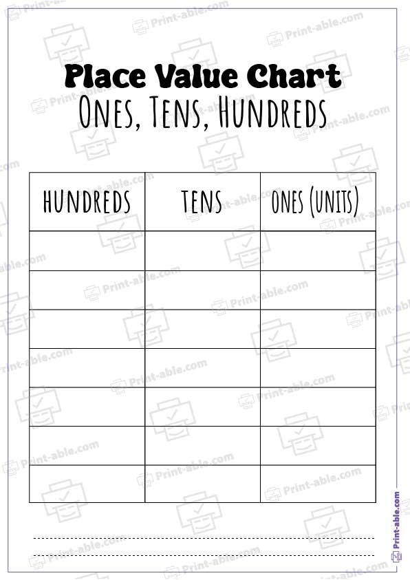 Place Value Chart Printable