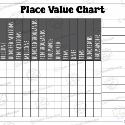 Place Value Chart Printable