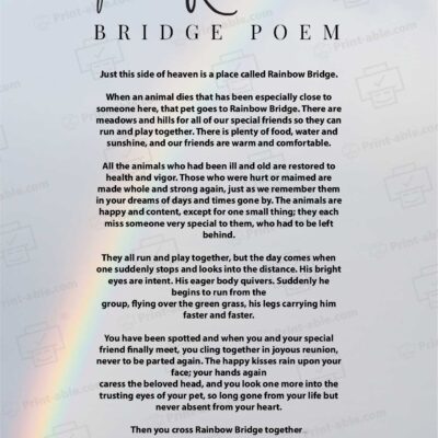 Rainbow Bridge Poem Printable