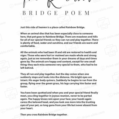 Rainbow Bridge Poem Printable