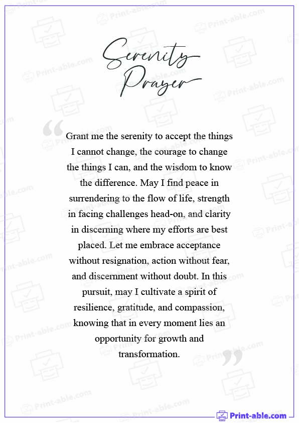 Serenity Prayer Printable