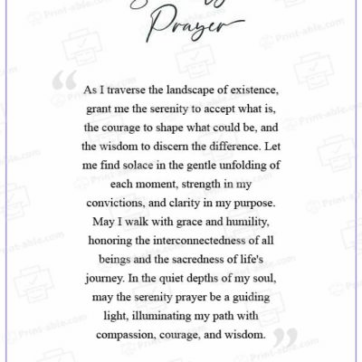 Serenity Prayer Printable