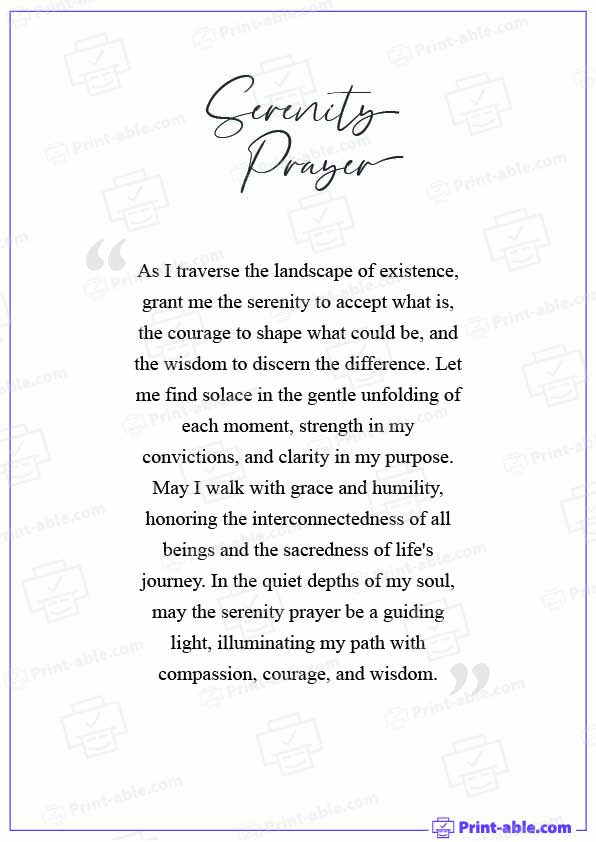 Serenity Prayer Printable