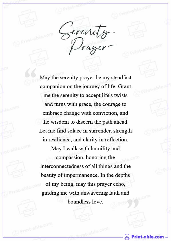 Serenity Prayer Printable