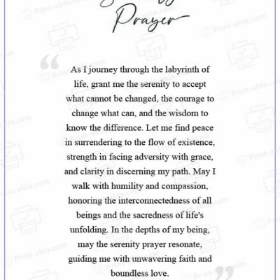 Serenity Prayer Printable
