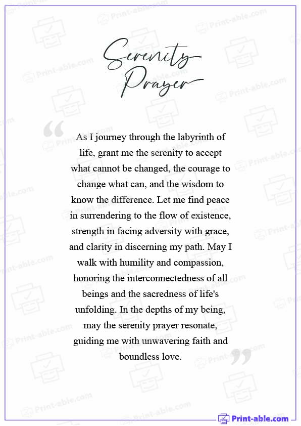Serenity Prayer Printable