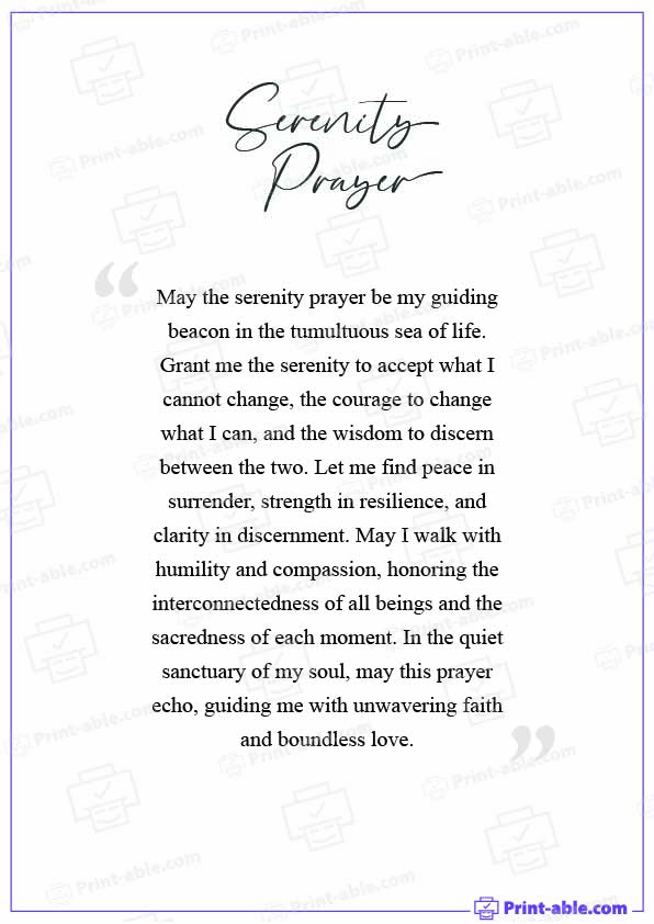 Serenity Prayer Printable