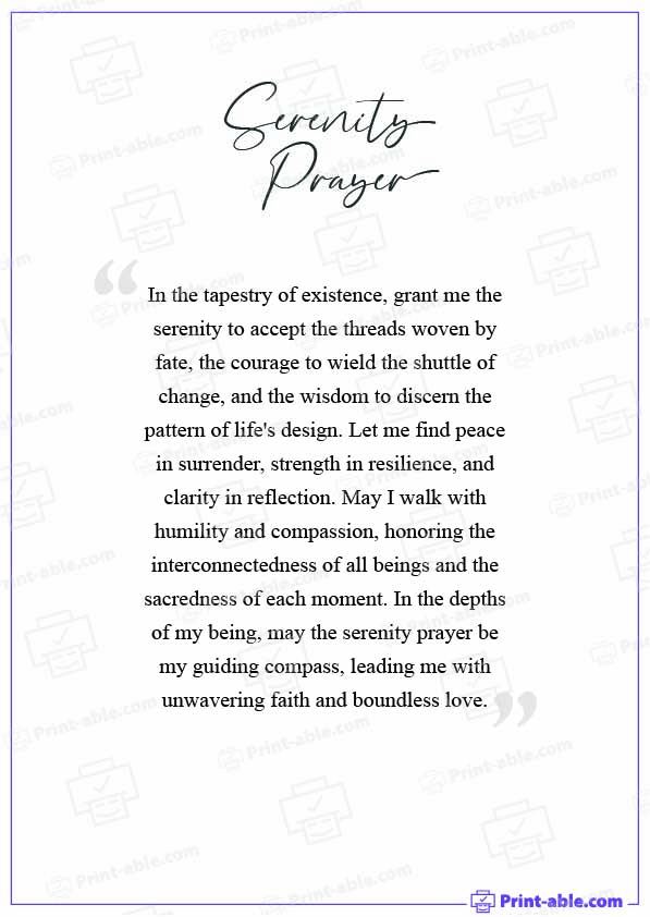 Serenity Prayer Printable