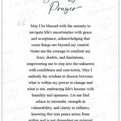 Serenity Prayer Printable