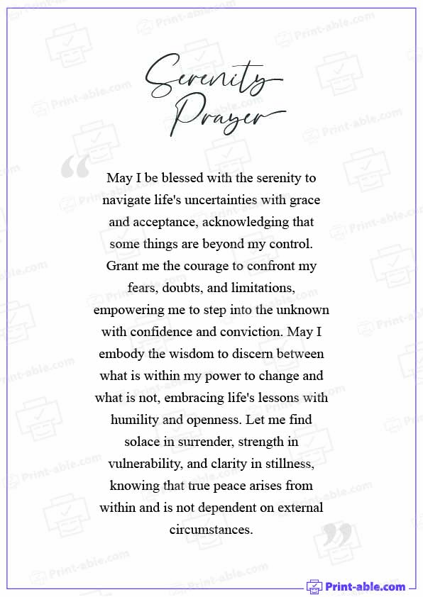 Serenity Prayer Printable