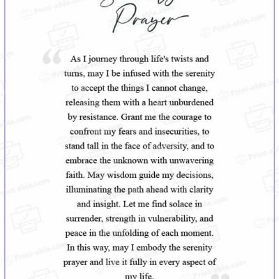 Serenity Prayer Printable