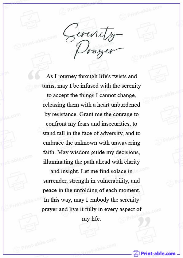 Serenity Prayer Printable