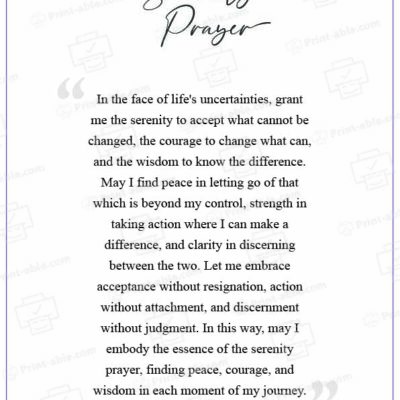 Serenity Prayer Printable