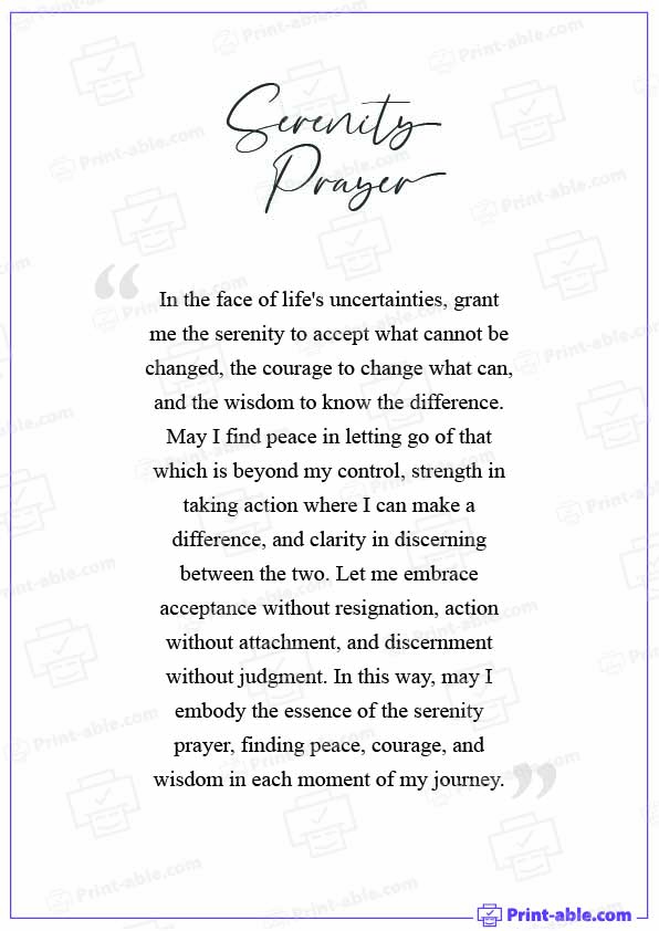 Serenity Prayer Printable