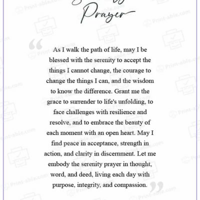 Serenity Prayer Printable