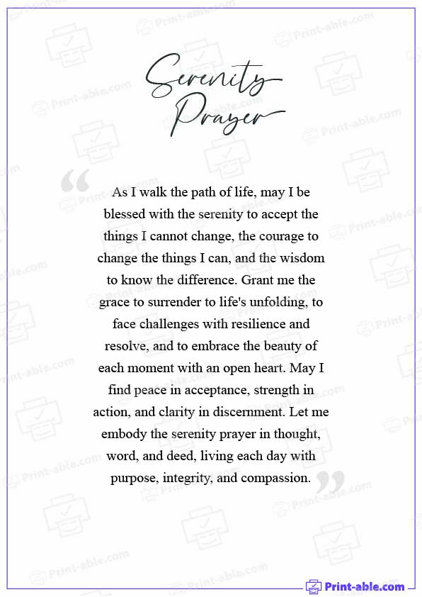 Serenity Prayer Printable