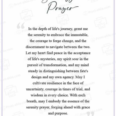 Serenity Prayer Printable